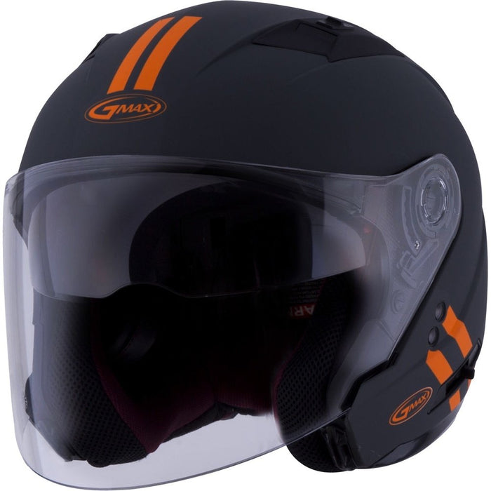 GMAX OF-77 Adult Downey Open-Face Motorcycle Helmet - Matte Grey/Orange / 3X-Large