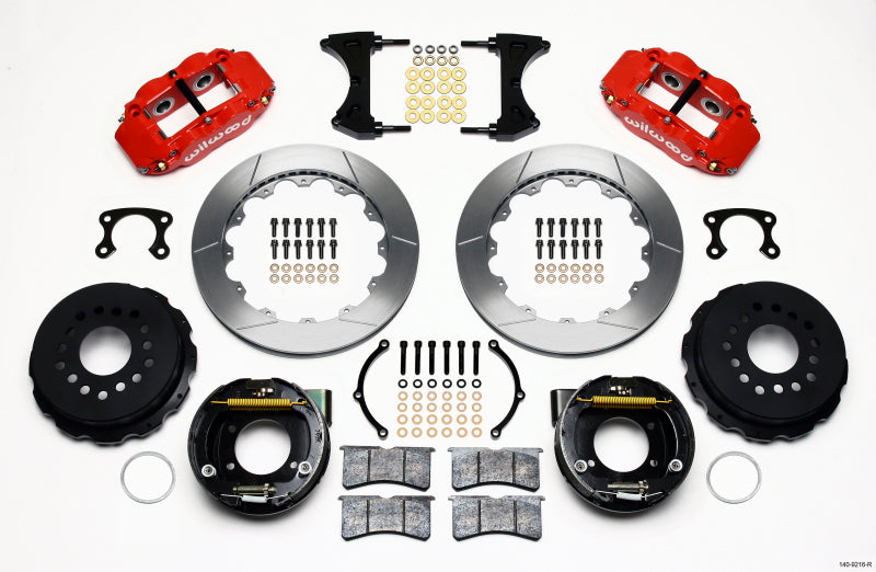 Wilwood Narrow Superlite 4R Rear P-Brk Kit 12.88in Red Small Ford 2.66in Offset 140-9216-R