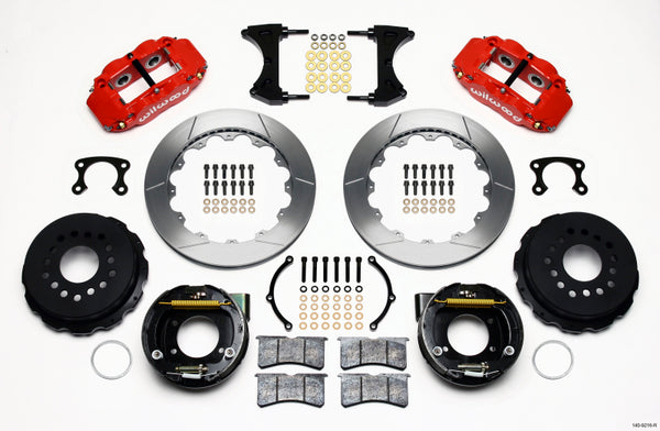 Wilwood Narrow Superlite 4R Rear P-Brk Kit 12.88in Red Small Ford 2.66in Offset 140-9216-R