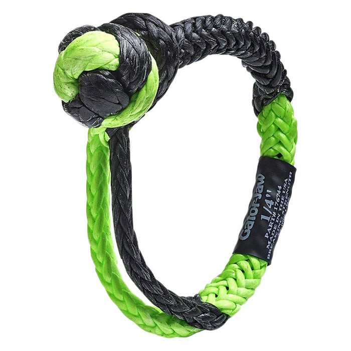 Bubba Rope 176744 Synthetic Shackle Mini Gator-Jaw 1/4" Breaking Strength of 11,000 lb. with Plasma in Green and Black, Ideal for ATV, UTV, Personal Water Craft and Power Sport Equipment – PAIR (2)