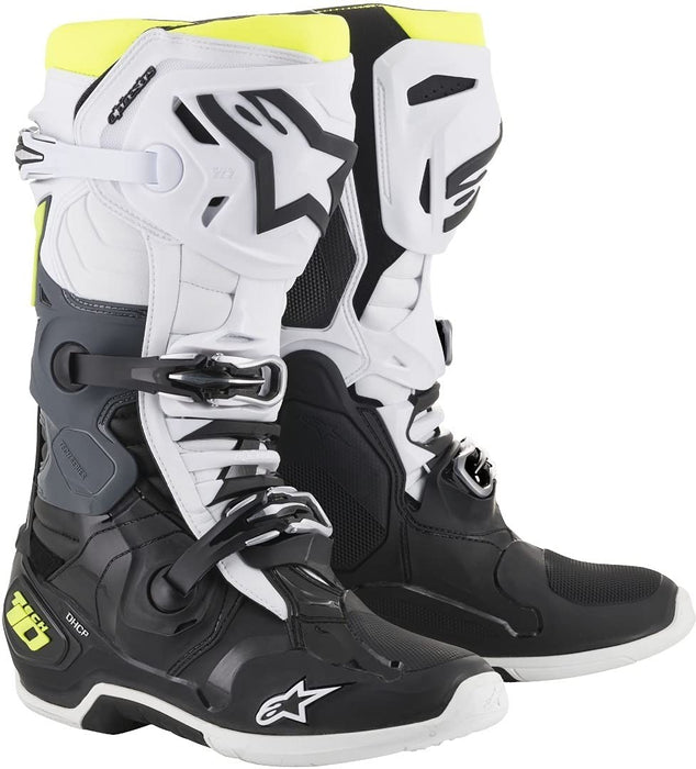 Alpinestars Tech 10 Boots Black/White/Yellow Size 07 (2010020-125-7)