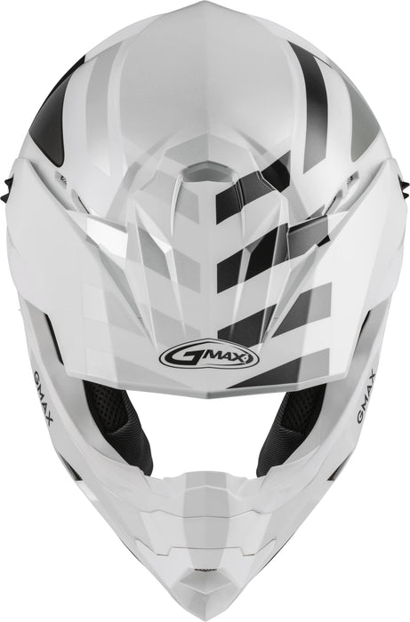 GMAX MX-86 Solid, Lightweight Full-Face Helmet for Motocross and Other Motor Sports (White/Silver/Grey, X-Large)