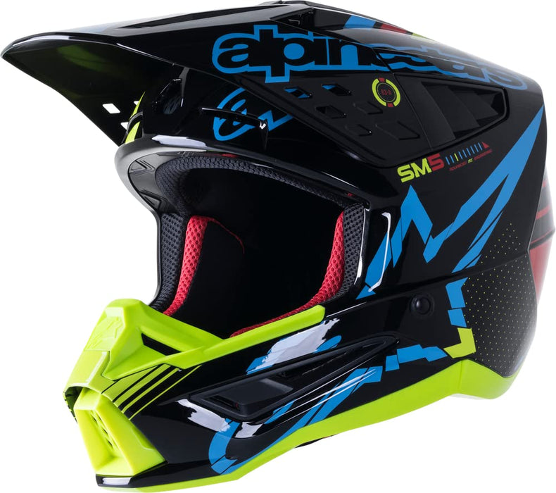 Alpinestars SM5 Action Helmet-Black/Cyan/Yellow Fluo-XS