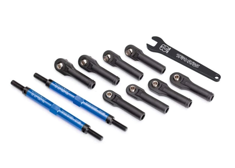 Traxxas E-Revo 2.0 'Tubes' Anodized Aluminum Toe Links Assembled with Rod Ends and Steel Hollow Balls w/Free 8mm Wrench (Blue)