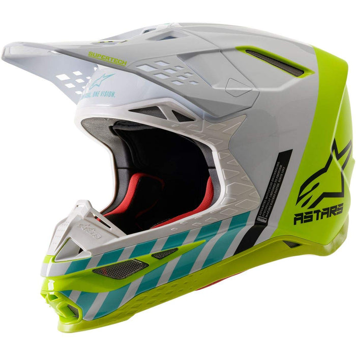 Alpinestars 8301920-2057-M Sm8 Anaheim 2020 Le Helmet Md Wht/Yllw Fluo/Turq Mg Md