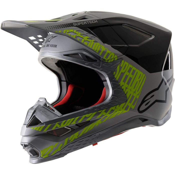 Alpinestars 8301319-1955-XS S.Tech S-M8 Triple Helmet Silver/Black/Yellow Fluo Xs