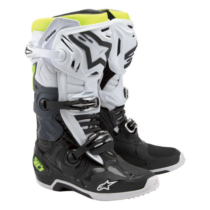 Alpinestars Tech 10 Boots Black/White/Yellow Size 11 482-01411