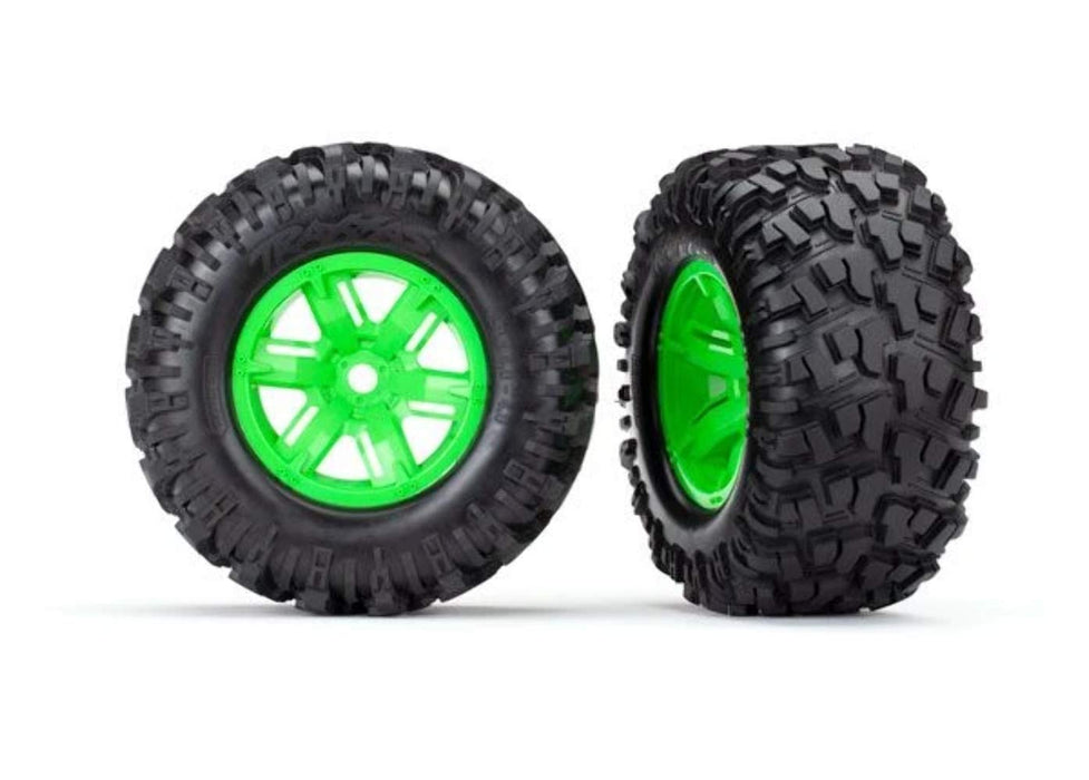 Traxxas TRA7772G Tires & Wheels Assembled glued (X-Maxx Green Wheels Maxx at Tires Foam Inserts)