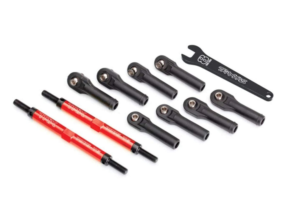 Traxxas E-Revo 2.0 'Tubes' Anodized Aluminum Toe Links Assembled with Rod Ends and Steel Hollow Balls w/Free 8mm Wrench (Red)