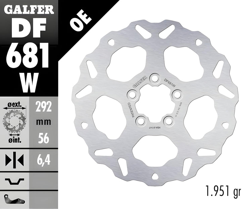 Galfer Solid Mount Wave Brake Rotor - Rear For 06-07 HARLEY FLHX2