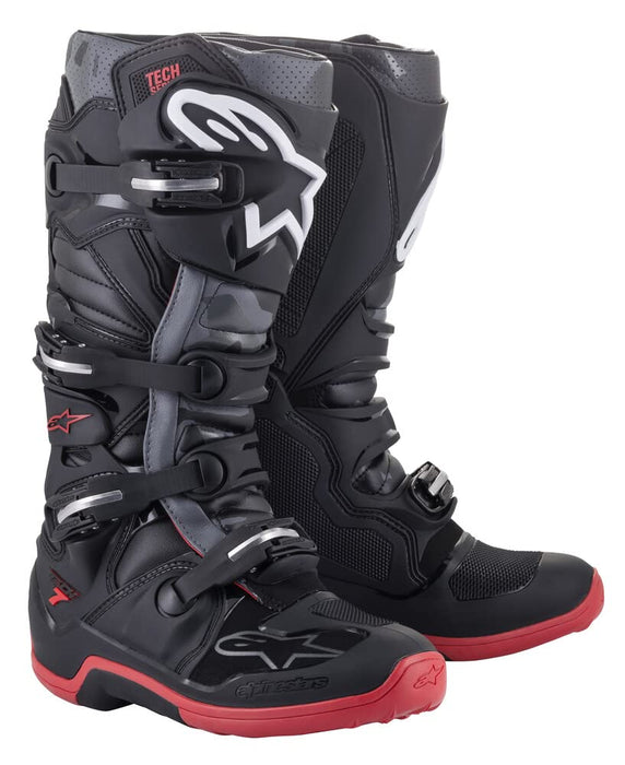 Alpinestars Tech 7 Boots Black/Cool Grey/Red Sz 13 (2012014-1153-13)