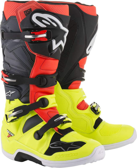 Alpinestars 2012014-5301-8 Tech 7 Boots Yellow/Red/Grey Sz 08