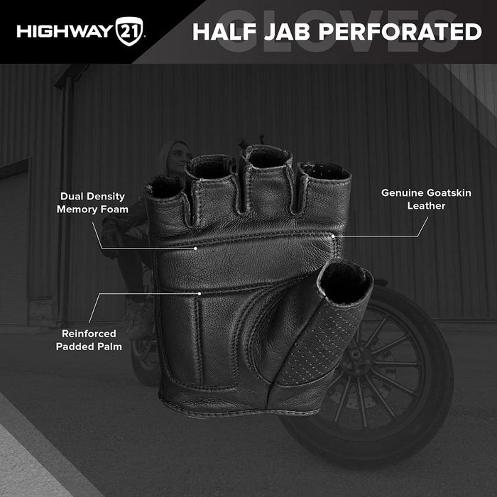 Highway 21 Men's Motorcycle Half Jab Perforated Gloves (Brown, 5X-Large)