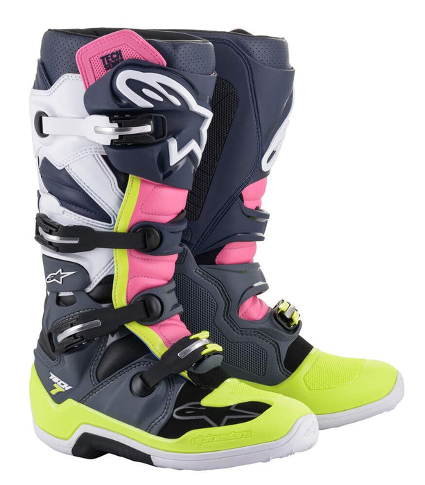 Alpinestars 2012014-9076-9 Men's Tech 7 Motocross Boot, Dark Gray/Dark Blue/Pink, 9