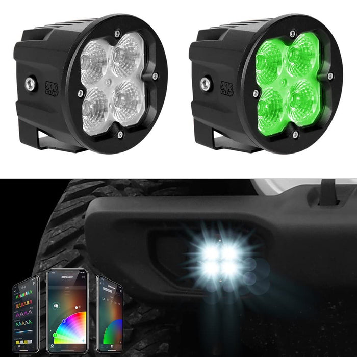 XKGLOW 2PC Fog Light Mount Cube Light Fog Light Beam SAE Bluetooth App Control