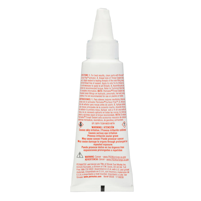 Permatex 59235 High Temperature Thread Sealant, 50 ml Tube , White