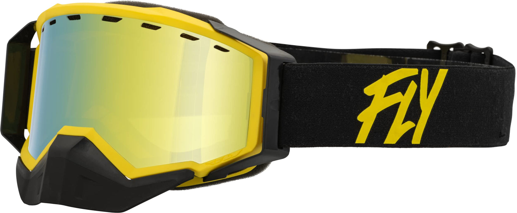 Fly Racing 2023 Zone Snow Goggle (Black/Yellow W/Gold Mirror/Yellow Lens, Adult)