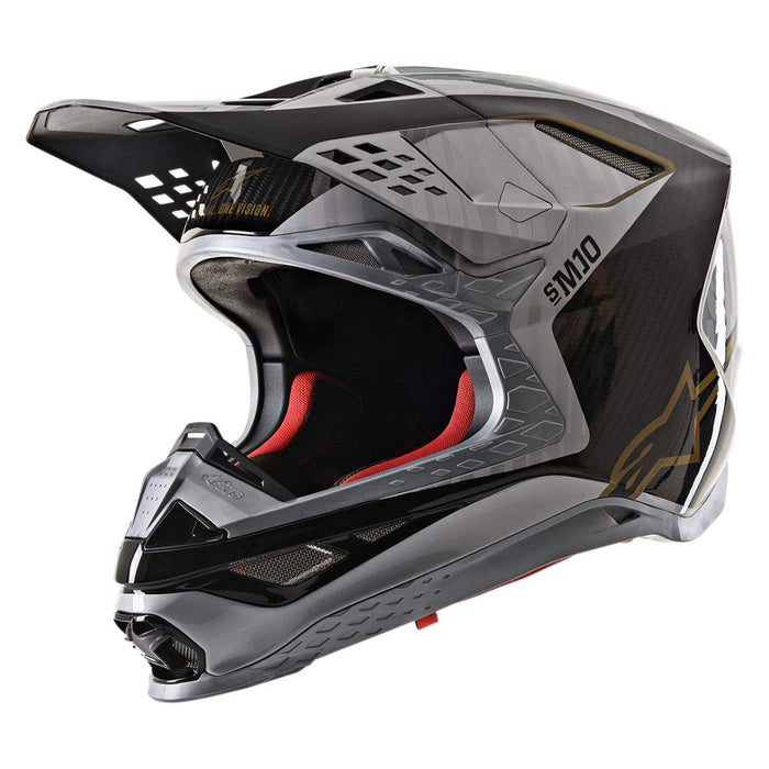 Alpinestars 8301720-1909-M S.Tech S-M10 Alloy Helmet Silver/Black/Carbon/Gold Md