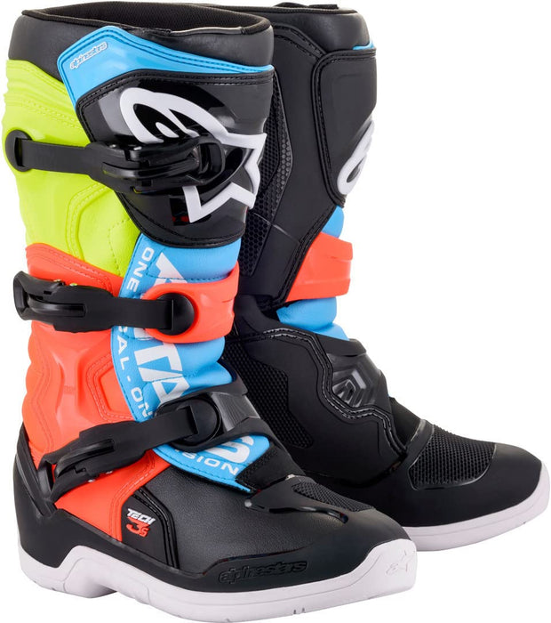 Alpinestars Tech 3S Youth Boots Blk/Ylw Fluo/Red Fluo (Size 6) (2014018-1538-6)