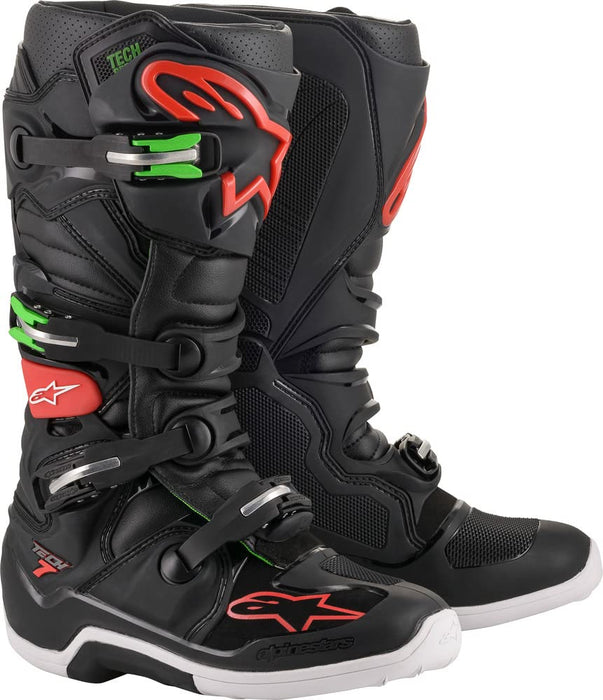 Alpinestars 2012014-1366-7 Tech 7 Boots Black/Red/Green Sz 07