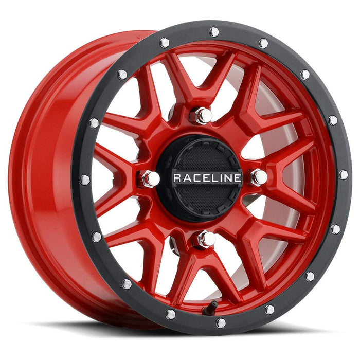 Raceline Krank Wheel-14x7-5+2 Offset-4/156 Black/Red Wheel with Aluminum (14 x 14. inches /1 x, 1 mm Offset)