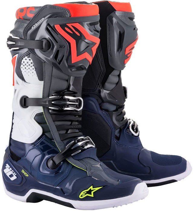 Alpinestars 2010020-9079-12 TECH 10 Boots - Dark Grey/Dark Blue/Red Fluo (Size 12)