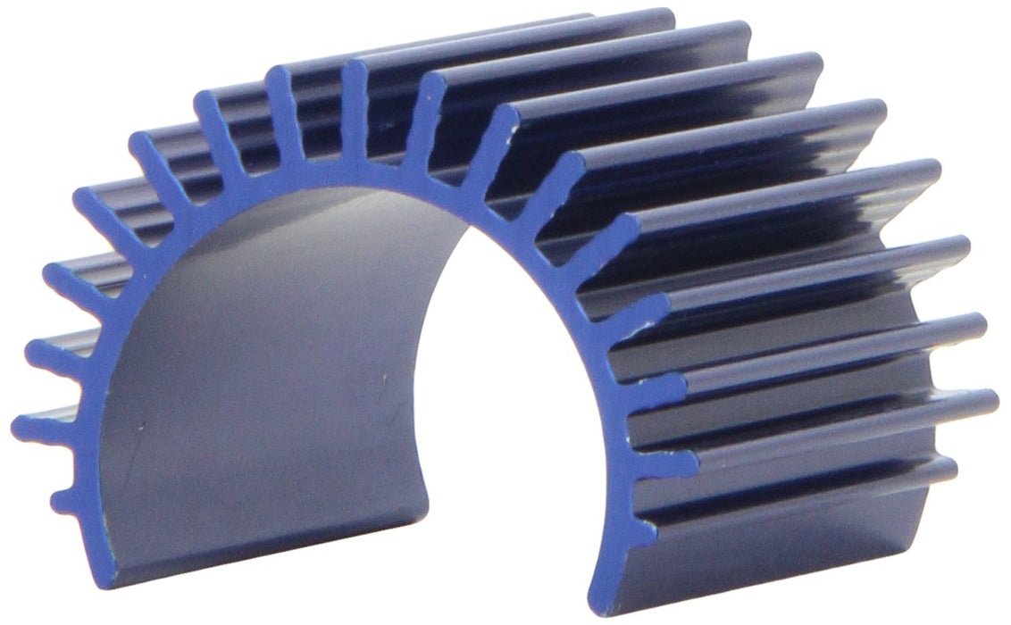 Blue-anodized aluminum heat sink fits 1/16 scale Velineon 380 brushless motors