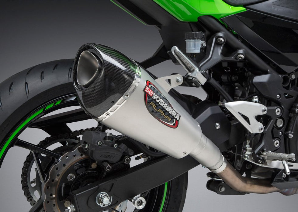 Yoshimura Alpha T Slip-On Exhaust (Street/Stainless Steel/Stainless Steel/Carbon Fiber/Works Finish) Compatible With 18 Kawasaki Ex400Abs 14710BP520