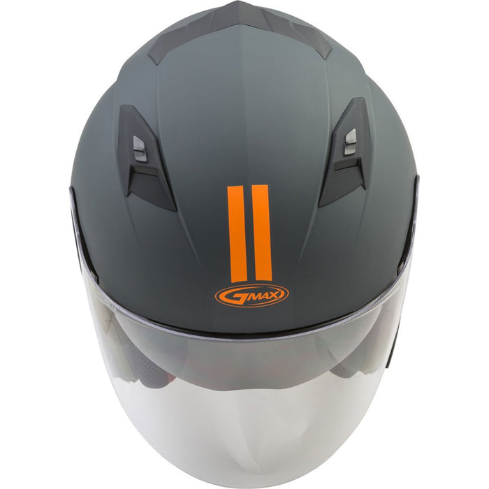 GMAX OF-77 Adult Downey Open-Face Motorcycle Helmet - Matte Grey/Orange/X-Large