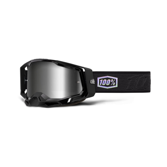 100% Racecraft 2 Mountain Bike & Motocross Goggles - MX and MTB Racing Protective Eyewear (Topo - Mirror Silver Lens)