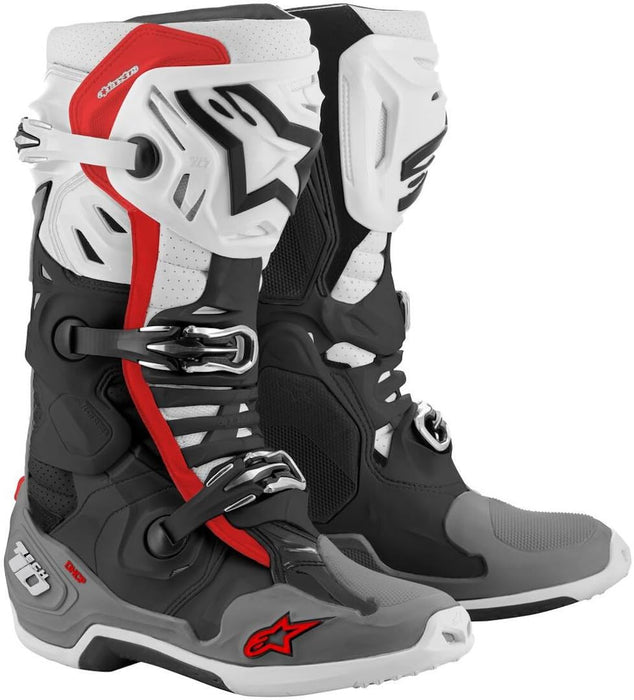 Alpinestars 2010520-1213-7 Tech 10 Supervented Boots Black/White/Mid Grey/Red Sz 07