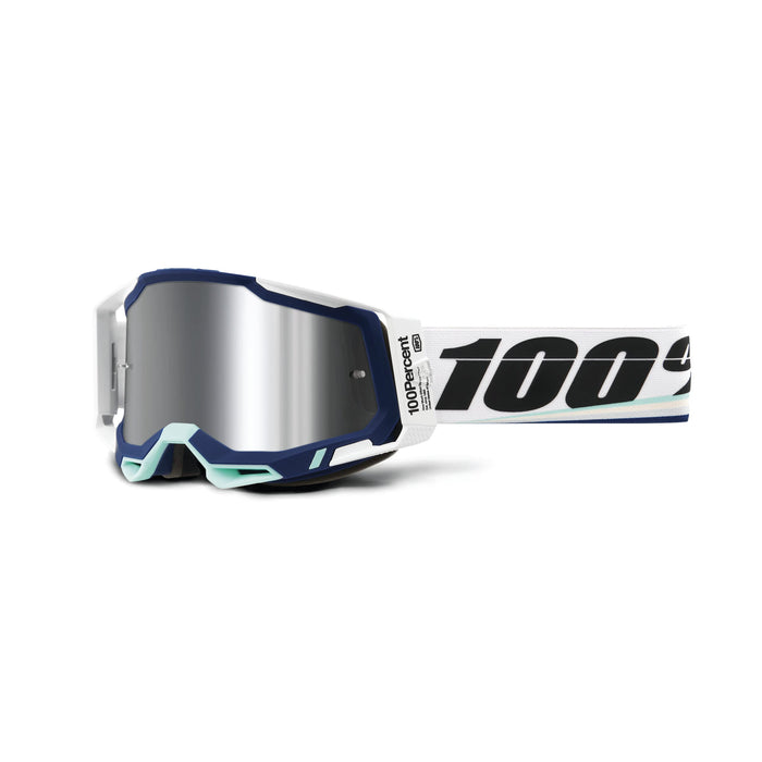 100% Racecraft 2 Mountain Bike & Motocross Goggles - MX and MTB Racing Protective Eyewear (Arsham - Mirror Silver Flash Lens)