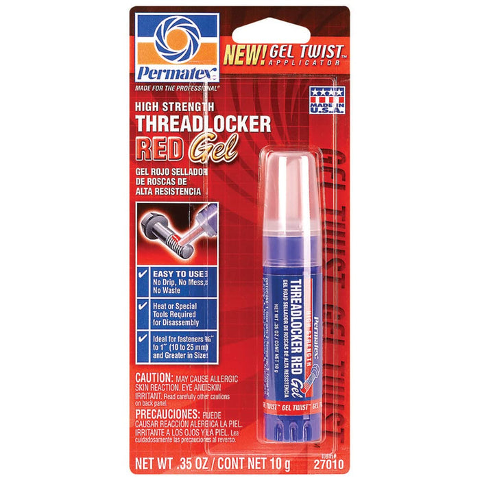 Permatex 27010 High Strength Threadlocker Red Gel Twist, 10 g