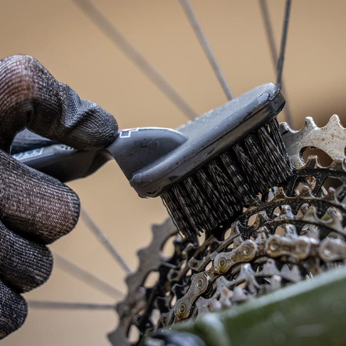 Muc-Off 220 3 Piece Premium Brush Kit - Includes 3 Bike Cleaning Brushes With Durable Nylon Bristles And Ergonomic Rubberised Handles To Minimise Impact