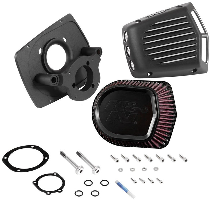 K&N Street Metal Intake System for 01-16 Harley Davidson Softail/Dyna Shaker Black RK-3950