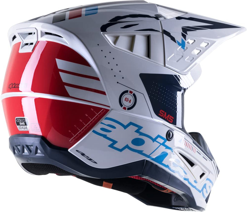 Alpinestars Supertech M5 Action Men's Off-Road Motorcycle Helmet - White/Cyan/Dark Blue Glossy/X-Small