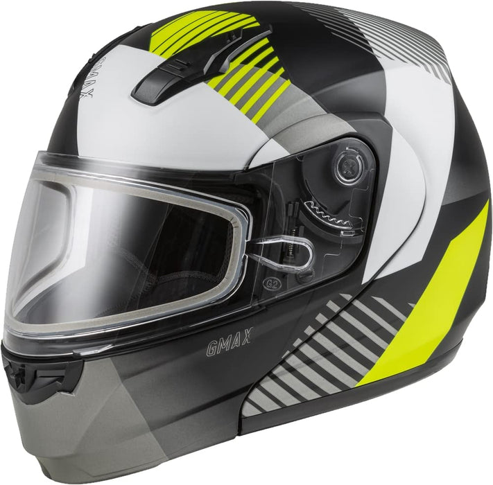 GMAX MD-04S Reserve, Lightweight Modular Helmet for Snow & Motor Sports, Comfortable Full-Face Protection (Matte Black/HI-VIS)