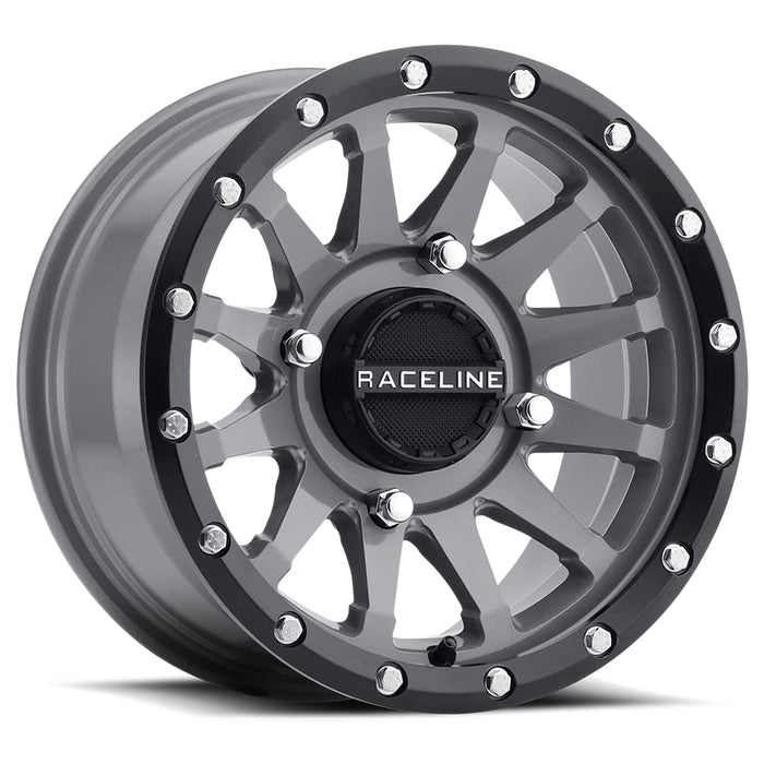 Full Set of Raceline Trophy Simulated Beadlock Wheels (4) Stealth Grey 14x7 / 4/137 (6+1) +38MM