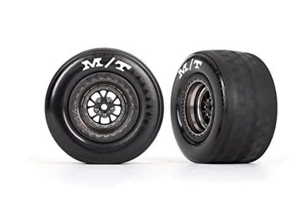 Traxxas 9475A Tires & Wheels Assembled Glued (Weld Satin Black Chrome Wheels Tires Foam Inserts) (Rear) (2)