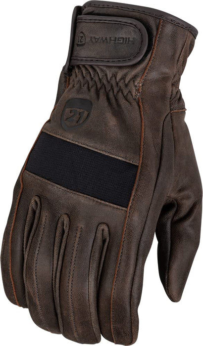 Highway 21 Men's Motorcycle Jab Full Leather Gloves (Brown, Medium)