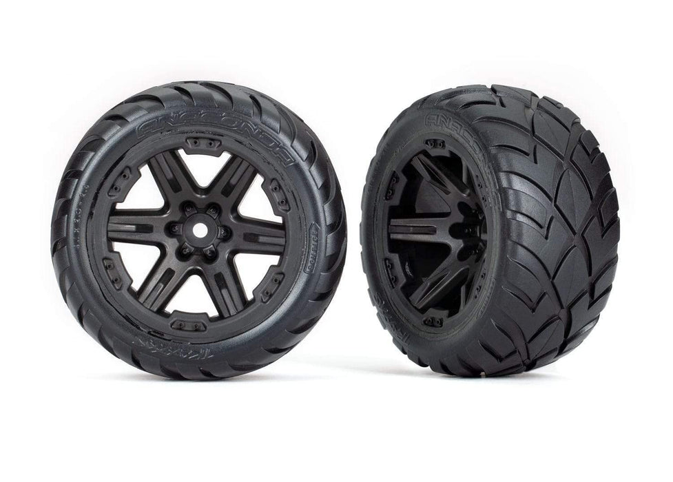 Traxxas 6775 Tires & Wheels 2.8" RTX Black Wheels Anaconda Tires Assembled TSM Rated 4WD Front/Rear 2WD Rear TRA6775