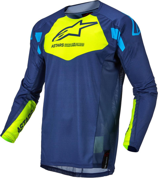 Alpinestars Techstar Factory Jersey Drk Blu/Ylw Fluo/Blu Neo Sm (3761022-7557-S)