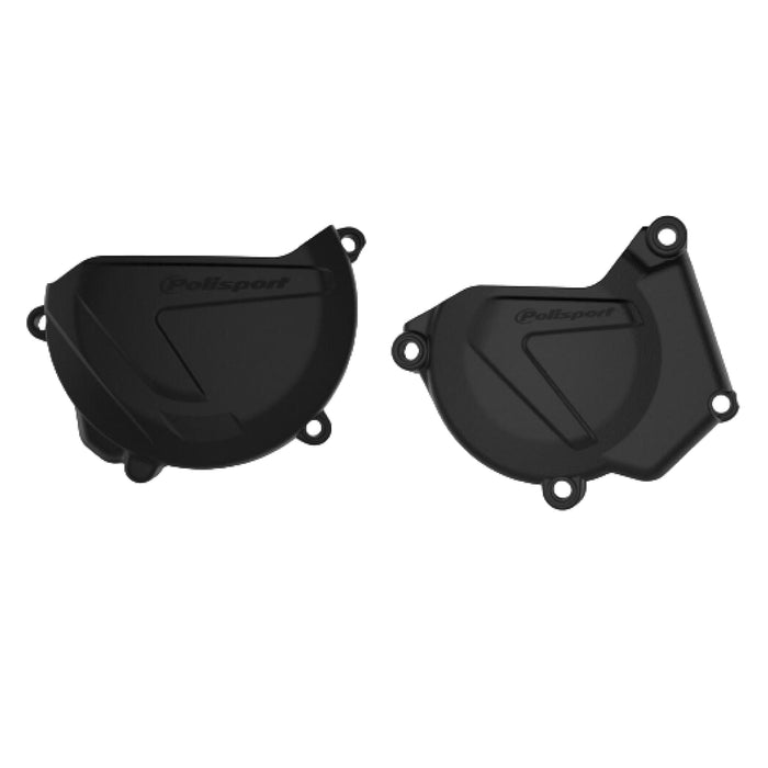 Polisport Clutch and Ignition Cover Protector Kit (Black) - Compatible with Yamaha YZ 250 (2005-2024)