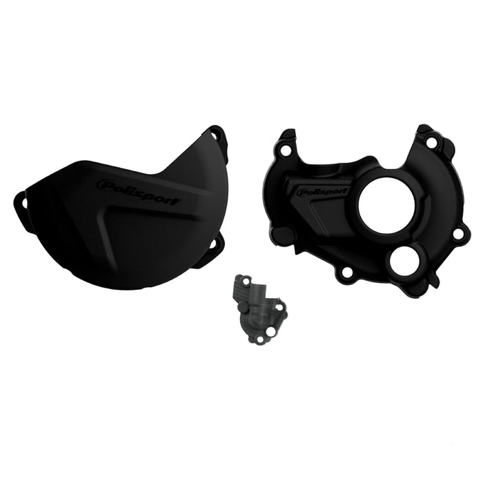 Polisport Clutch and Ignition Cover Protector Kit (Black) - Compatible with Yamaha