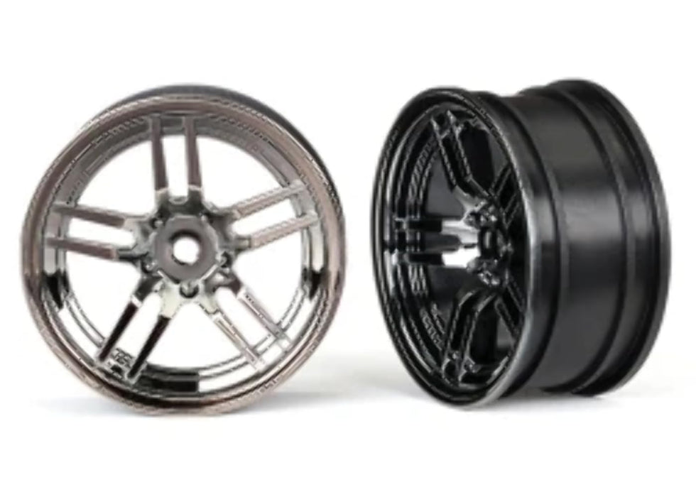 Traxxas 8371 Wheels 1.9 split-spoke (black chrome) (front) (2)