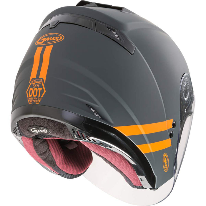 GMAX OF-77 Adult Downey Open-Face Motorcycle Helmet - Matte Grey/Orange/X-Large