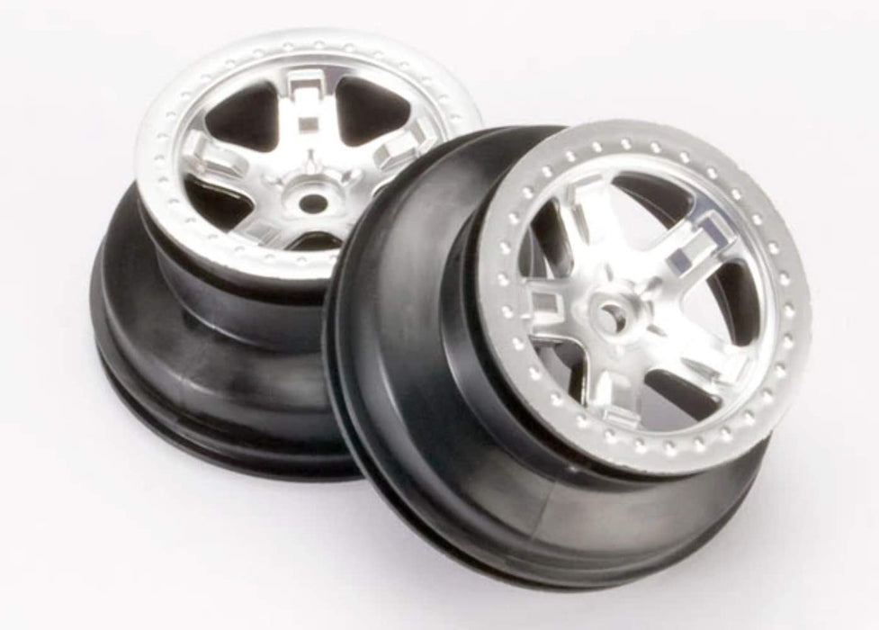 Traxxas 5872 2.2/3.0 Wheels Satin Chrome on Black Rear Slash 2-Piece 239-Pack