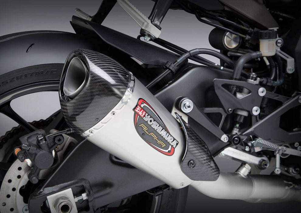 Yoshimura Alpha T 3/4 System Exhaust (Race/Stainless Steel/Stainless Steel/Carbon Fiber/Works Finish) for 15-18 Yamaha YZF-R1