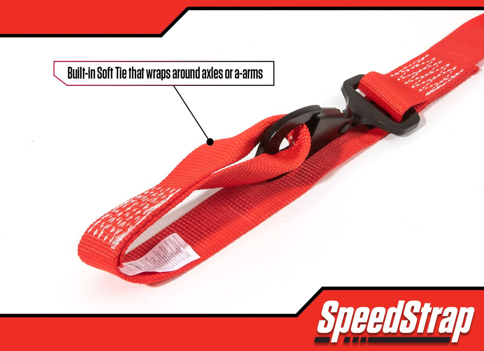 Speedstrap 1.5" X 10' Ratchet Tie-Down With Built-In Axle Strap. Ideal For Securing Utv'S, Side-By-Side (Sxs), Atv'S & Lightweight Vehicles Red (2 Pack) 15223-2