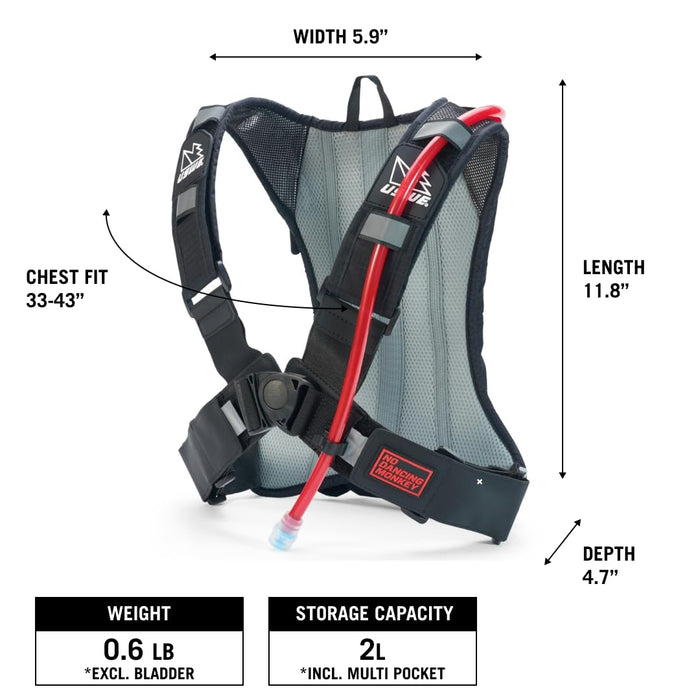 USWE Outlander Cycling Hydration Backpack, 2L, Multi (0.45kg, Adjustable Shoulder Strap, Stash Pocket, 2.0L Capacity)